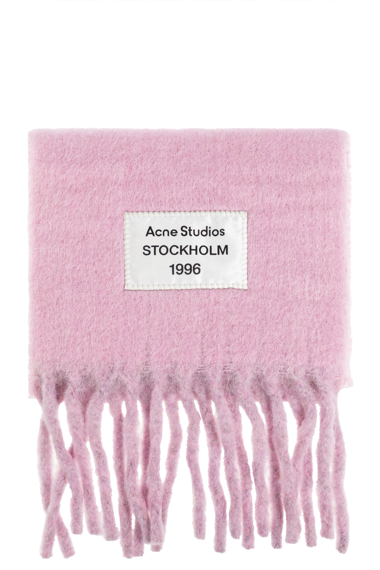Acne Studios｜ (CA0343 AN4) Acne Studios - Fringed scarf logo label - Pink/lilac